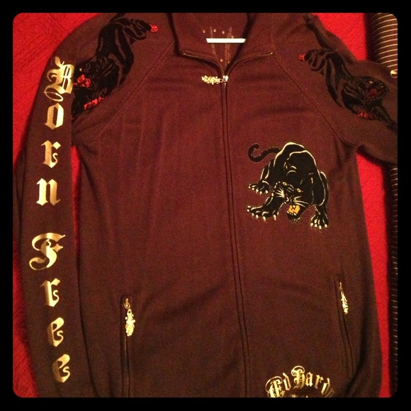 Ed Hardy Born Free Large sweater with studs & gold