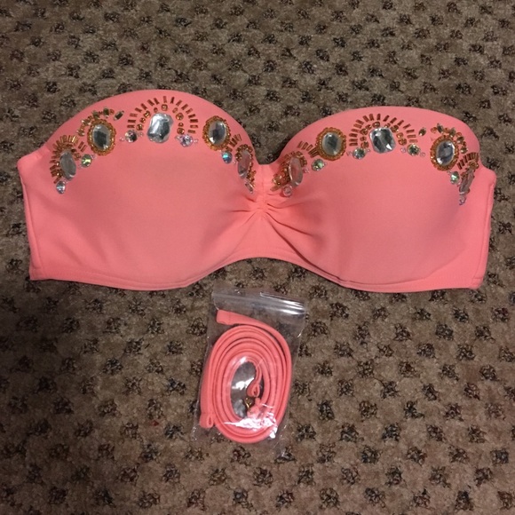 Coral & jewel bikini top