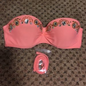Coral & jewel bikini top