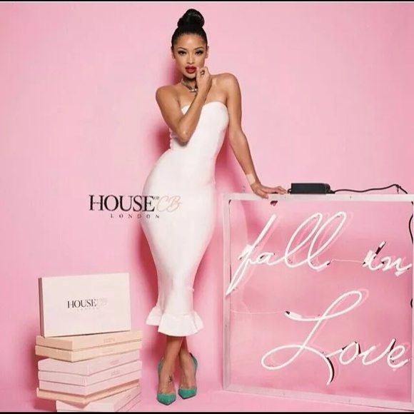 House Of CB Bandage Fluted-Hem Dress, Size XS