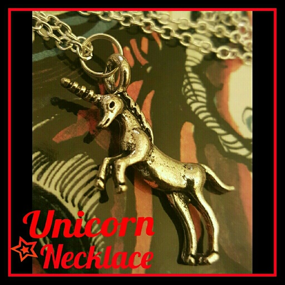 ❌SOLD❌ Unicorn Charm Statement Necklace Silver - Picture 2 of 2