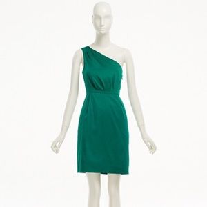 J. Crew Factory One Shoulder Kelly Green Dress