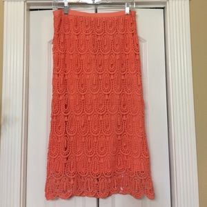 Coral color lace skirt. Size L
