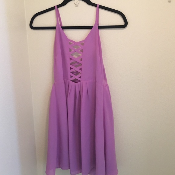 purple lace up dress