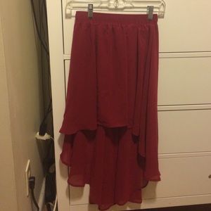 Red hi-low skirt