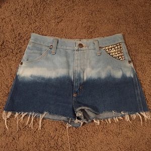 Vintage Studded Ombré Jean Shorts