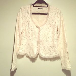 Tahari white lace jacket