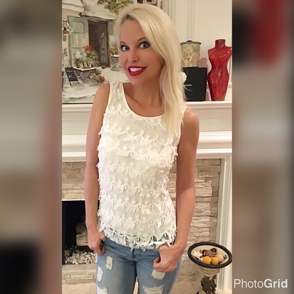 Stunning white lace covered tank! - Picture 2 of 4