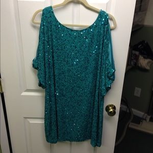 SEQUIN COLD SHOULDER DRESS