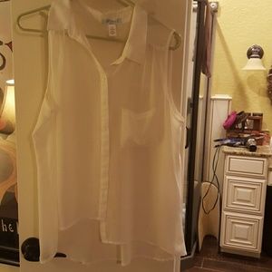 Silk satin type blouse sleeveless long back is see