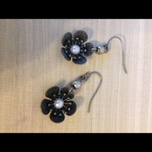 Pearl and gunmetal earrings