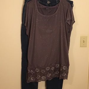 Taupe glittery Maurice's top