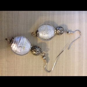 Glass silver bead earrings