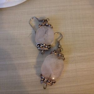 Pale pink glass earrings