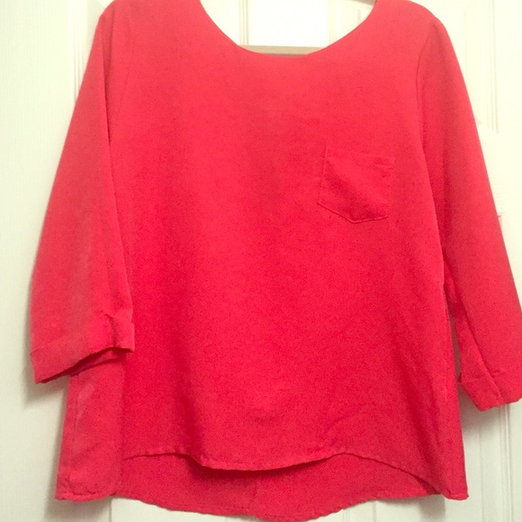 Red blouse with zipper back