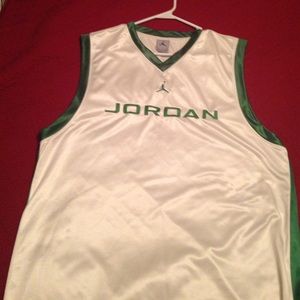 Men's Jordan white and green athletic jersey.