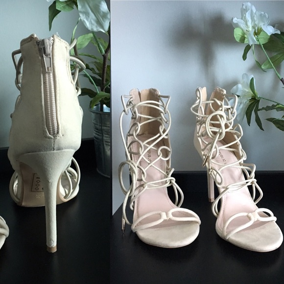 LIGHT NUDE LACE UP STRAPPY HEEL - Picture 2 of 3