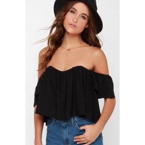 Black Off The Shoulder Crop Top