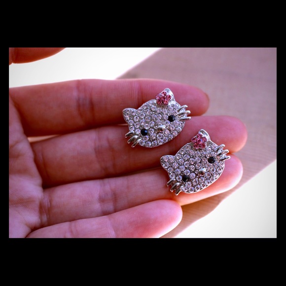 Adorable Gem Studded Hello Kitty Earrings