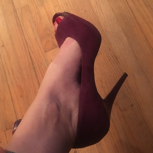Purple suede and patent platform