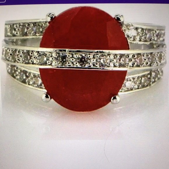 NEW! Silver plated red ring size 7