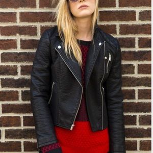 AMERICAN EAGLE vegan black leather moto jacket