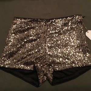 Gold sequin short shorts