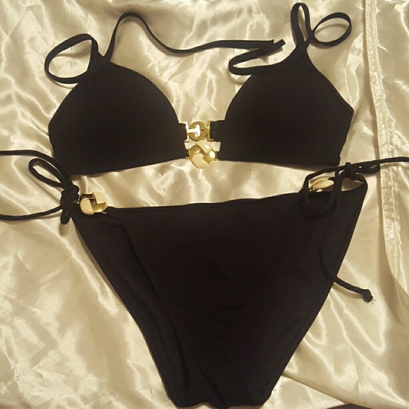 Nwot Victoria's Secret Black Bikini Size Medium