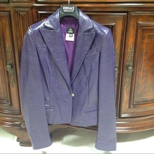 Versace leather jacket - purple. Size 26/40.