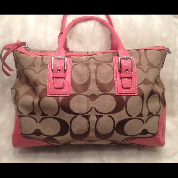 Coach Handbags - Authentic COACH pink Jacquard Shoulder Bag