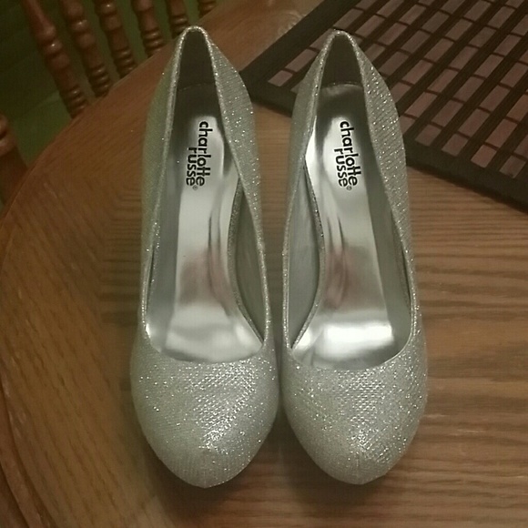 Sparkly silver pump heels