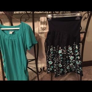 Maternity navy skirt with flowers