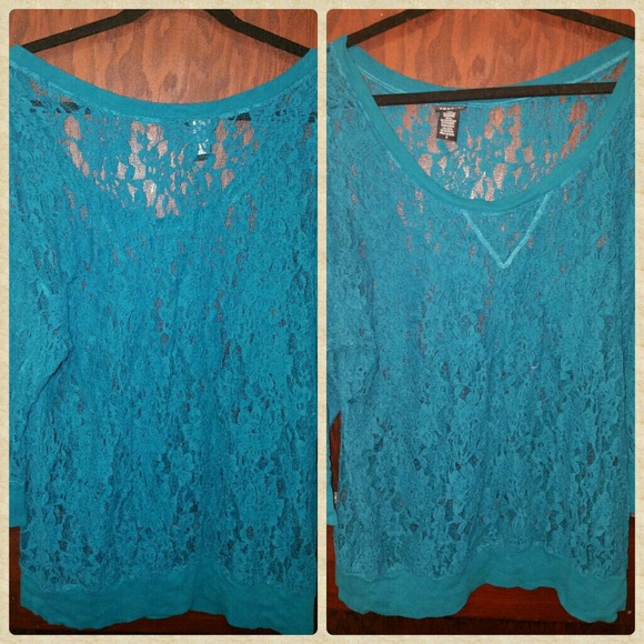 Turquoise lace sweatshirt