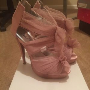 Pink rose never worn satin and tutu heels