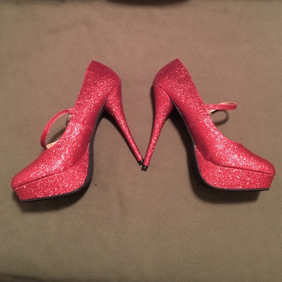 Red glitter Mary Janes