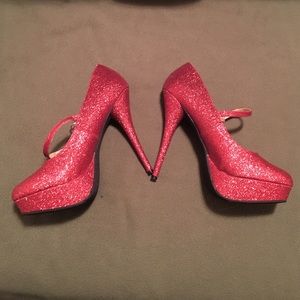 Red glitter Mary Janes