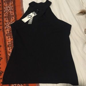 INC black sleeveless twist neck shirt