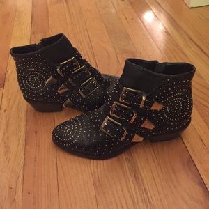 Steve Madden Black Booties with Gold embellishment