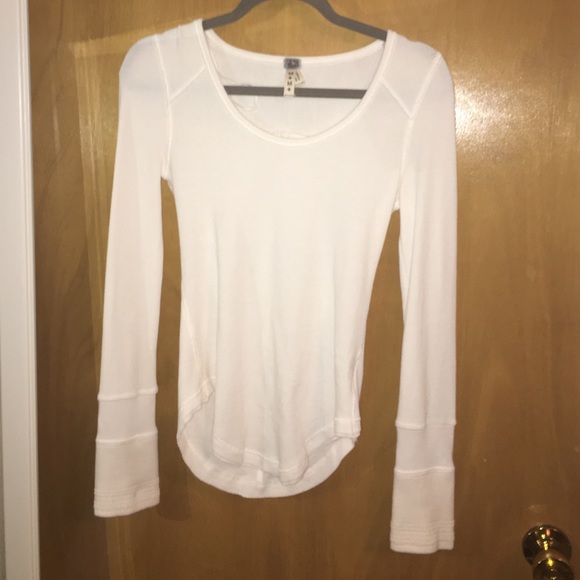 Free People White Thermal Henley