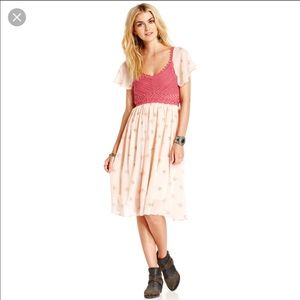 🆕 Free People Pink Crochet & Floral Dress
