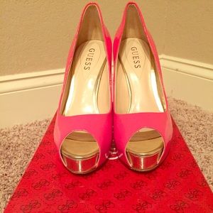 Guess Pink Peep Toe Heels