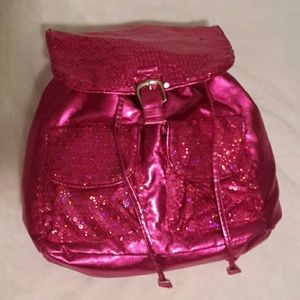 metallic pink backpack