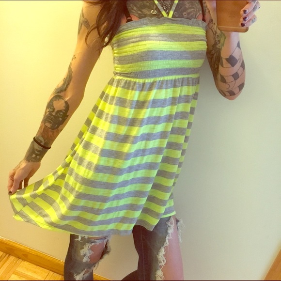 Adorable Neon Striped Beach Cover up/ Dress- NWOT
