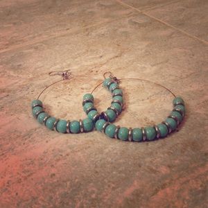Turquoise Beaded Hoop Earrings