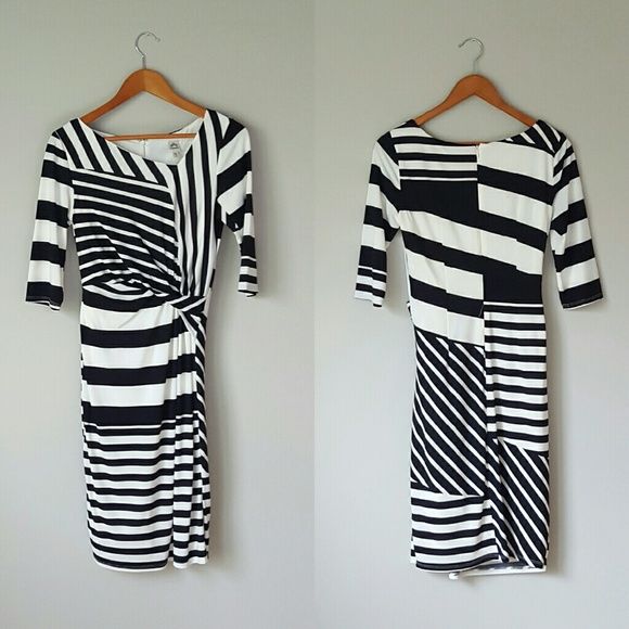 {Sangria} Black & White Striped Dress - Picture 4 of 4