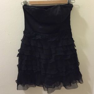 Strapless Black mini dress with ruffled bottom