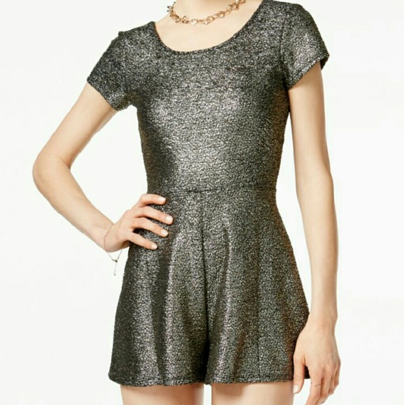 Fitted Metallic Gold Romper