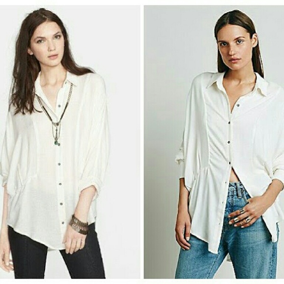 Free People Tops - NWT  Free People True Affection Herringbone Blouse