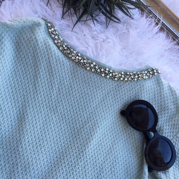 Hinge Sweaters - FINAL PRICE❗️Hinge mint green jeweled neck sweater