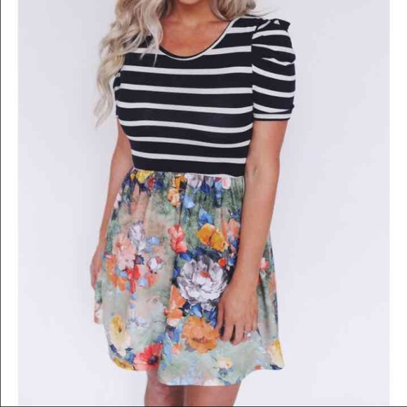 Striped floral dress